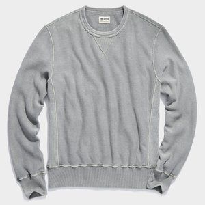 Garment Dyed Crew Sweatshirt in Silver Grey Size Large Made in Canada